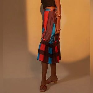 Eva Franco Colorful Geometric Midi Skirt